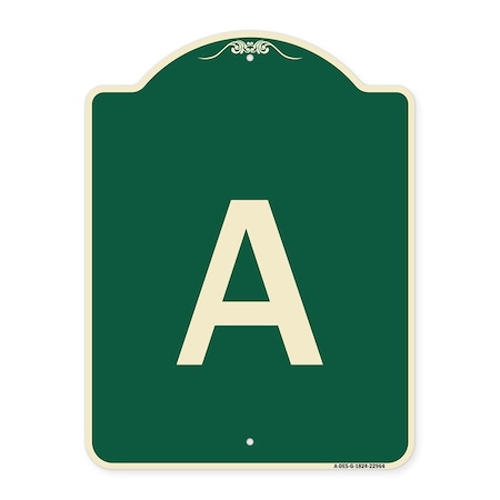 Signmission Designer Series Sign W/ Letter A, Green & Tan Heavy-Gauge Aluminum Sign, 24" x 18", G-1824-22964 A-DES-G-1824-22964